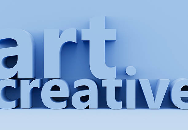 3D letters art creative sign on light blue background. 3d model business concept. Composition in minimal design. Art, technology, business, creativity, modern development concept