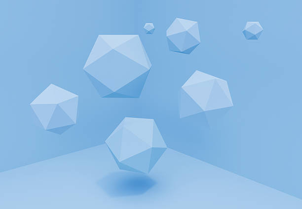Platonics abstract geometric background blue color. 3d background