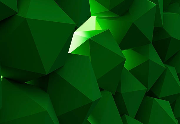 Platonics abstract geometric background green color. 3d background