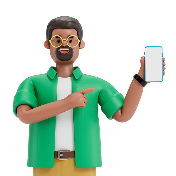 istock Businessman pointing to blank phone screen 2218903543