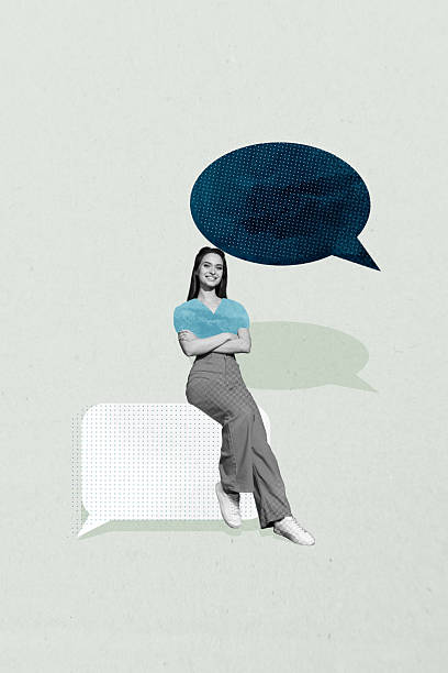 istock Collage of hands person people using speech bubbles representing chatting online messaging social media communication 2218904377