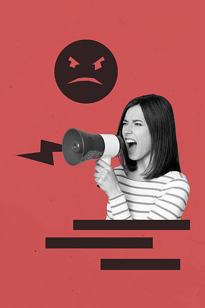 istock Template sketch image composite artwork collage of right opinion citizen liberty democracy leader young lady hold megaphone angry face 2218905702