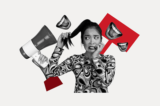 istock Trend artwork composite banner 3D collage of citizen resources opinion picket banner strength young lady confused hold tail mouth chatting 2218911726