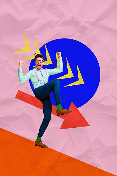 istock Sketch image artwork composite 3D photo collage of young man excited walk arrow beginning strategy achievement venture graphics challenge 2218912052