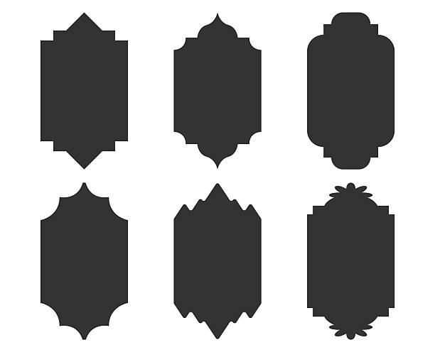 Set of abstract, geometric shapes and classic style frames, borders, labels, tags, cards, boards, picture frames illustrations.