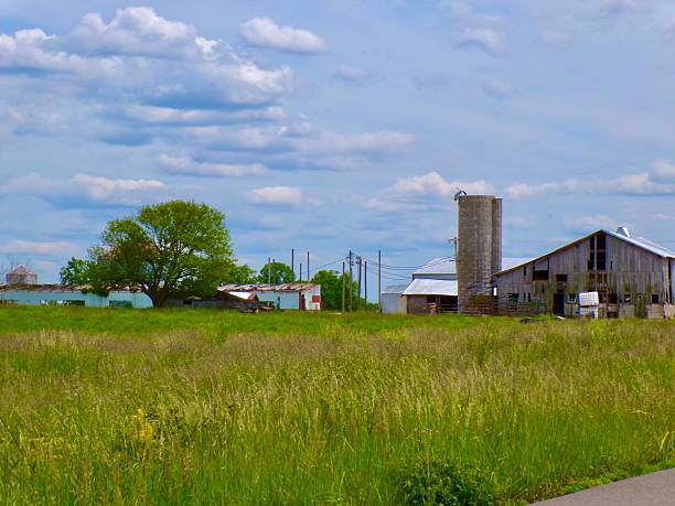 istock Farm with barns and silo on sunny day. 2218920276