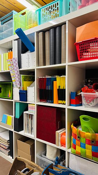 istock Home office storage room packed with office supplies 2218933331