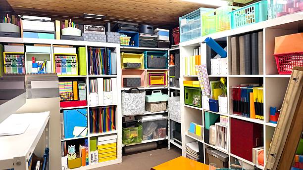 istock Home office storage room packed with office supplies 2218933387