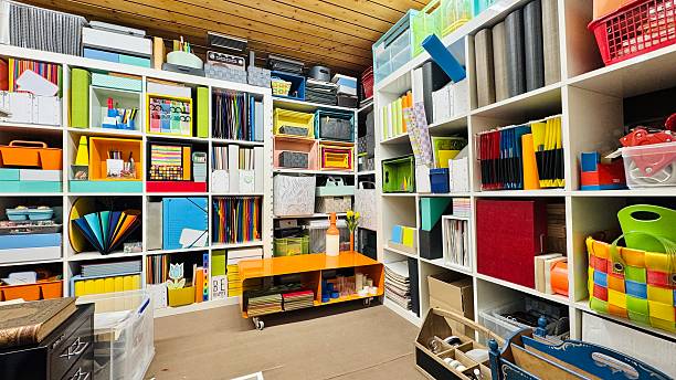 istock Home office storage room packed with office supplies 2218933400