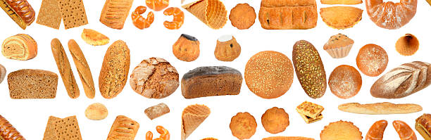 istock Beautiful seamless pattern of fresh bread products isolated on white 2218936826