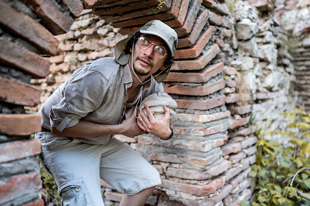 Computer generated 3D illustration with a Roman centurion in a Roman Forum