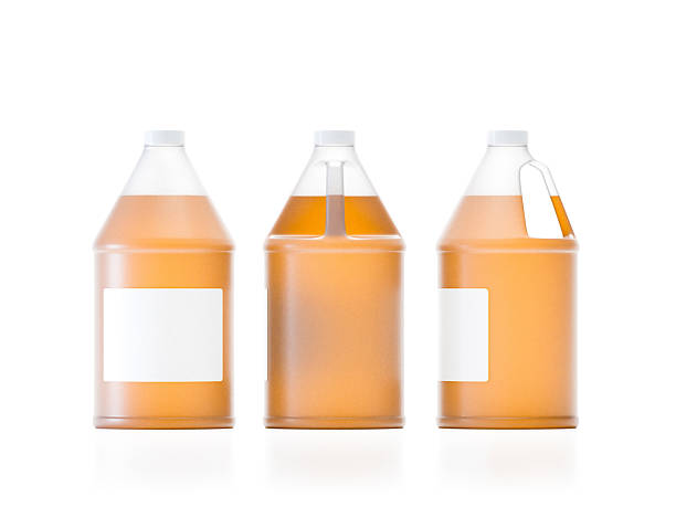Set of cleaning products and liquid soaps, household chores and hygiene concept