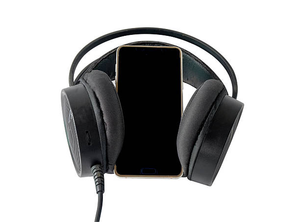 istock Mobile phone and headphones on white background. 2218946196