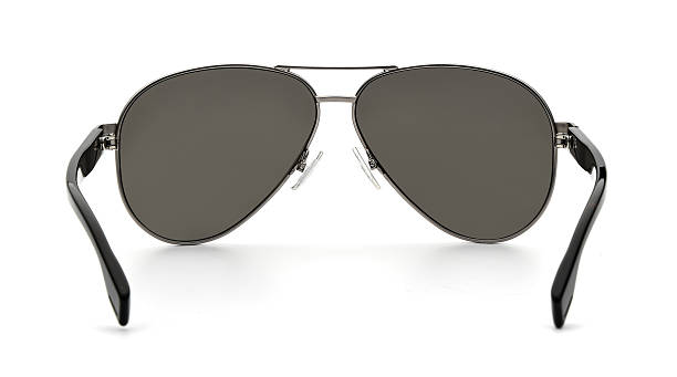 istock Protect Aviator Sunglasses back view isolated on white background. Eyeglasses with uv lens against sunlight inside view. Glasses rear view modern style for design template and poster 2218951637