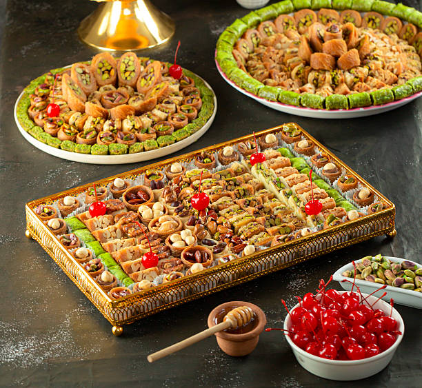 istock Assorted plate of luxurious Arabic sweets. 2218998369