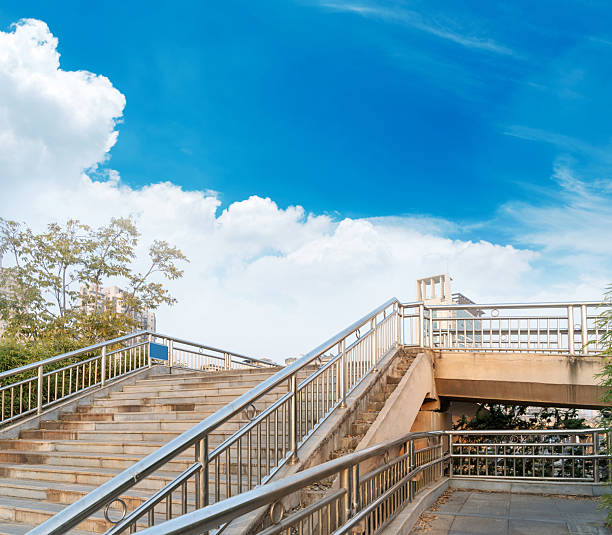 istock stairs with handrails on both sides in a park 2219001968