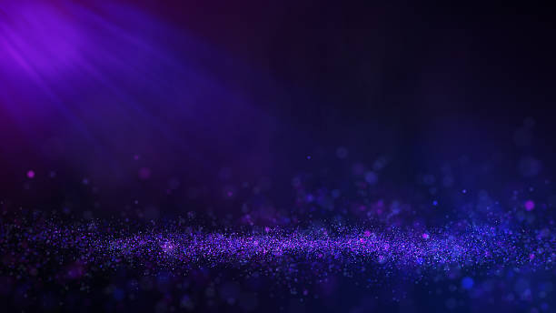 istock Futuristic Cyberpunk Spotlight Over Particle Floor, Purple & Blue Neon Light beam 2219010867
