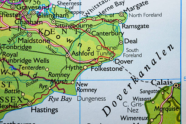istock Kent England map showing Dover and Channel Tunnel.. 2219011065