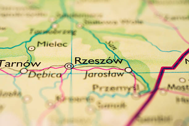 Geographic focus on Rzeszow Poland on map.