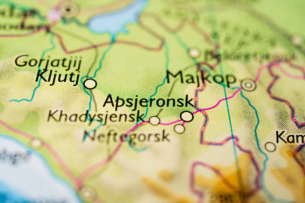 istock Map closeup of Apsjeronsk in Russia.. 2219011185