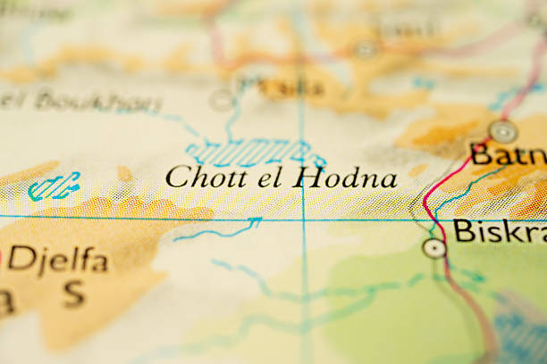 Map closeup showing Chott el Hodna Algeria.