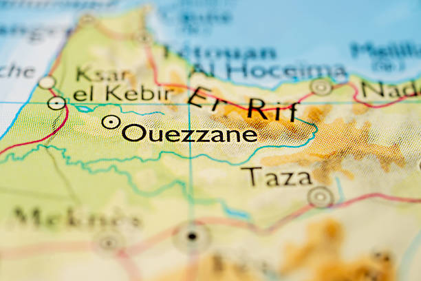 istock Close up map view of Ouezzane Morocco region.. 2219011201