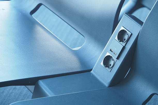 istock Modern seating with power outlets in a public space 2219016485