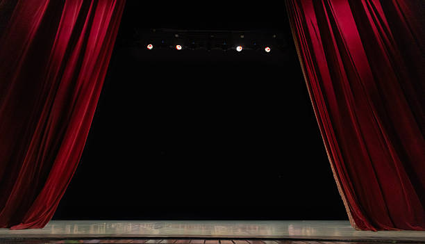 Empty Theater Stage with Open Red Velvet