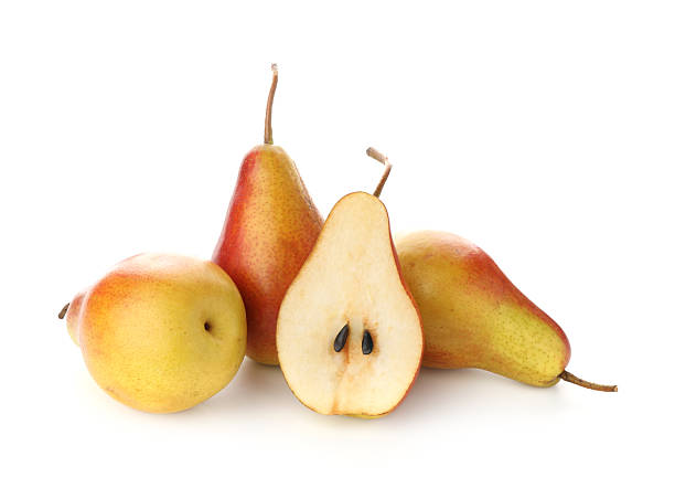 istock Whole and cut ripe pears isolated on white 2219020622