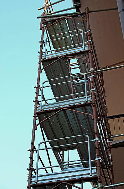 istock iron scaffolding from the construction site installed on the condominium during maintenance work 2219023589