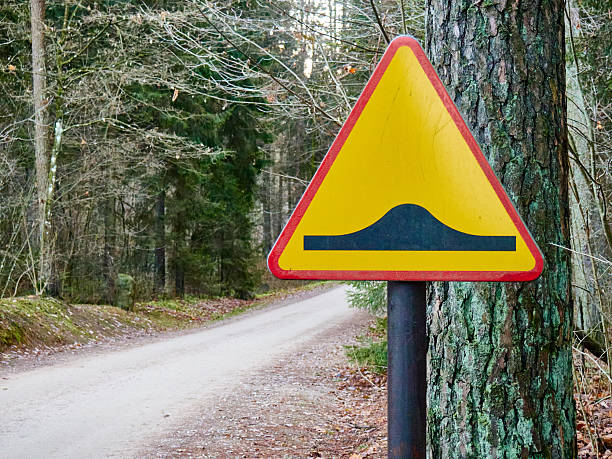 Uneven road sign on the street.