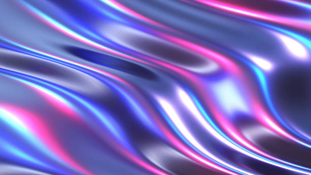 istock Liquid blue chrome waves background, shiny and lustrous metal pattern texture, silky 3D illustration. 2219032729