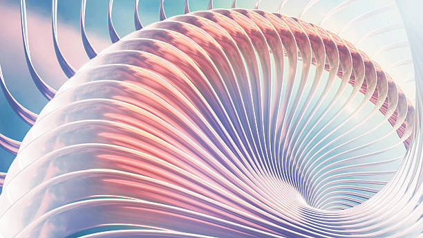 istock Abstract purple blue striped background, wavy stripes pattern, interesting spiral architectural minimal wallpaper. 2219033278