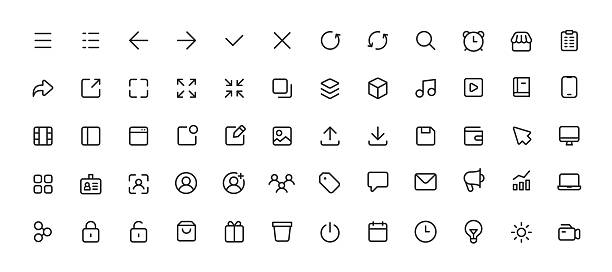 60 ikon garis antarmuka pengguna kecil stroke yang dapat diedit bagian 1 - alamat web foto ilustrasi stok