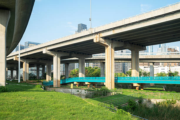 istock Highway overpass modern city skyline background 2219040286