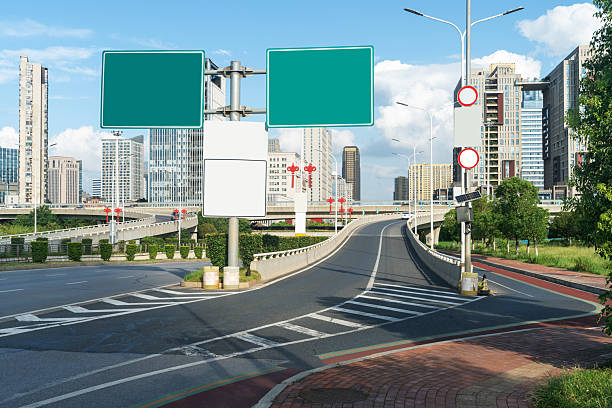 city highway interchange in shanghai on traffic rush hour