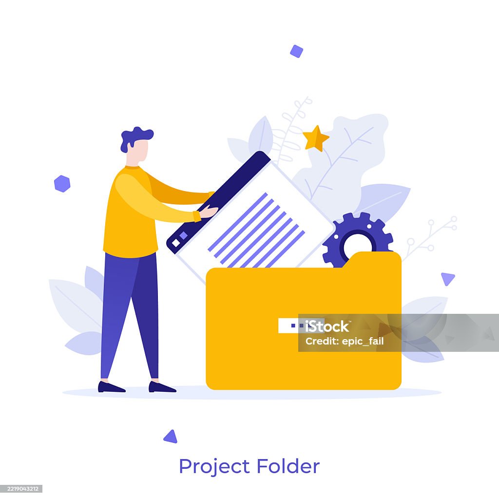 File Foder Project Project Folder Flat Concept Vector Illustration Programmer Inserting ...