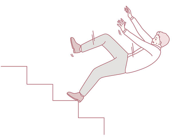 istock Illustration Depicting a Person Falling Down Stairs with a Focus on Safety and Caution 2219043407