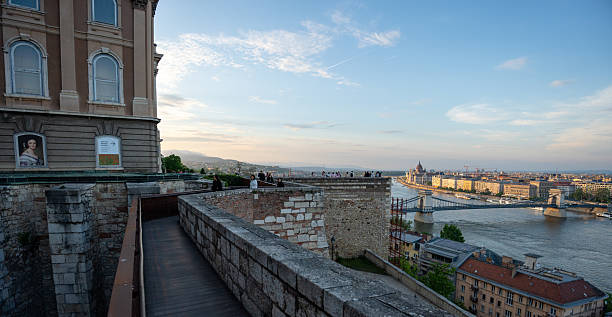 Budapest, Hungary - April 25, 2025: Panoramic view of Budapest from Buda Castle heights