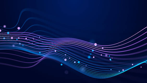 istock Futuristic wave of musical particles. Stream of running data. 3D rendering 2219054369