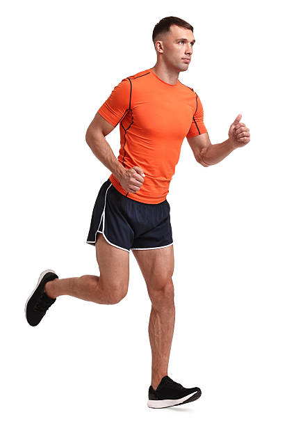 istock Man in sportswear running on white background 2219055627
