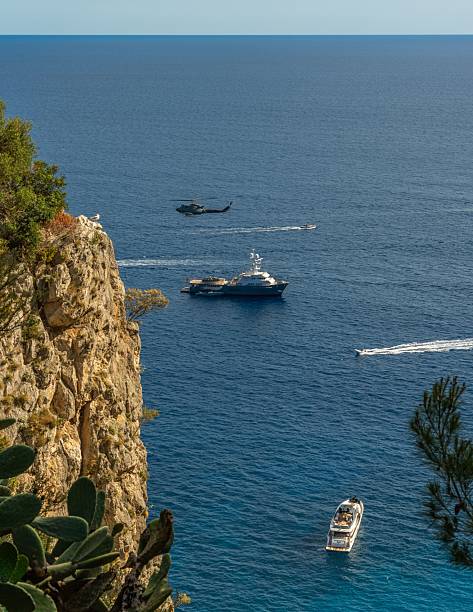 Aerial view of luxury yacht