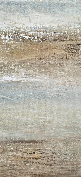 istock Textured Seascape Painting with Muted Earth Tones on Canvas, Sand and Waves, Calm Artwork 2219063940