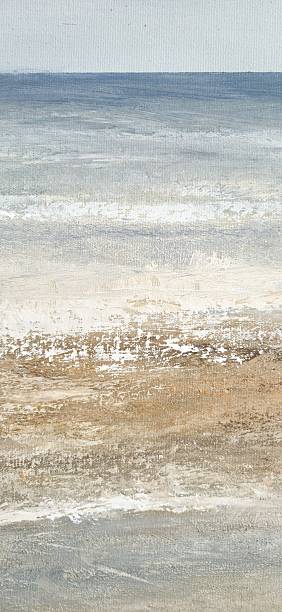 istock Textured Seascape Painting with Muted Earth Tones on Canvas, Sand and Waves, Calm Artwork 2219063943