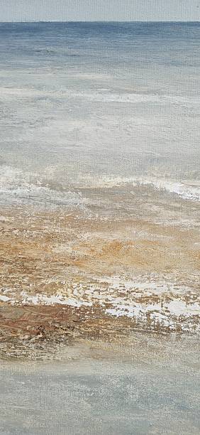 istock Textured Seascape Painting with Muted Earth Tones on Canvas, Sand and Waves, Calm Artwork 2219063945