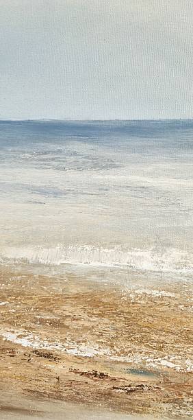 istock Textured Seascape Painting with Muted Earth Tones on Canvas, Sand and Waves, Calm Artwork 2219063946