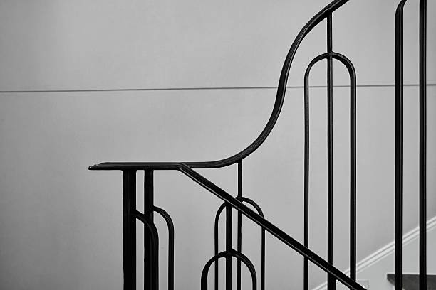 istock Curved Black Metal Staircase Rail 2219078444