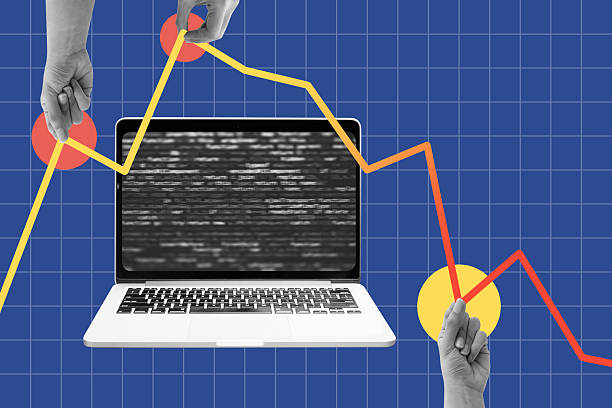 istock Hands manipulating stock price line chart. Hacking the economic trade with computer. Market control and data manipulation 2219083738