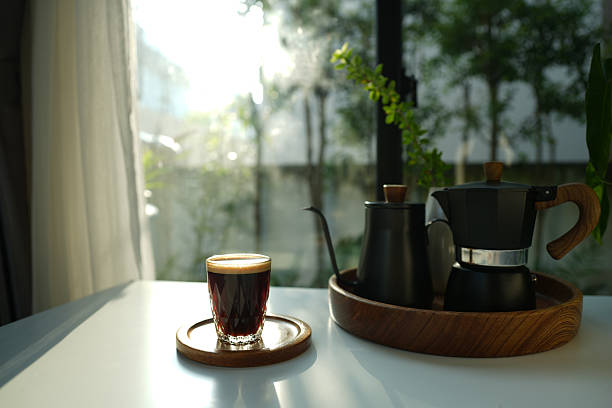 istock Coffee and moka pot set, under morning sunlight 2219088636