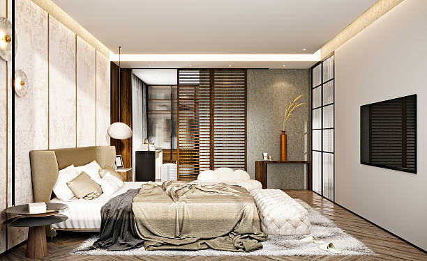 istock 3d render of luxury hotel room 2219093961